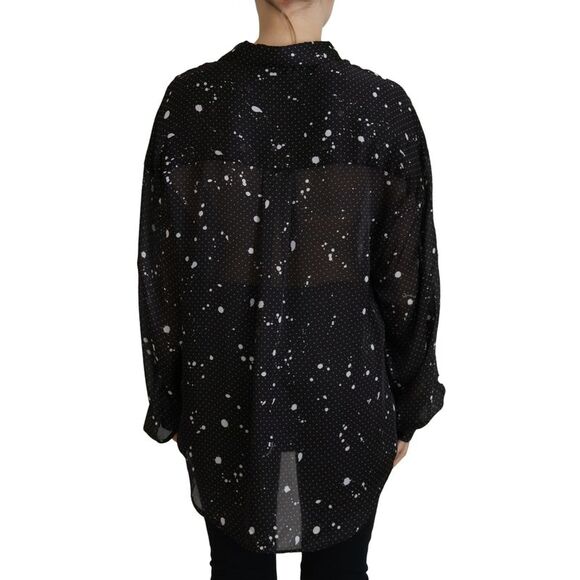 Dsquared² Black Polka Dots Collared Button Down Blouse Women's Top (Pre-Owned) - Picture 3 of 5